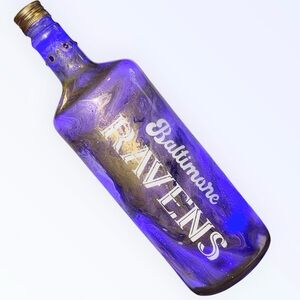 Hand made Baltimore Ravens Light Up Bottle. One of a kind. Great Christmas gift!